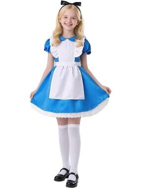 Teen Blue Alice Dress Halloween Costume Princess w/ Accessories Junior 13-14 Y